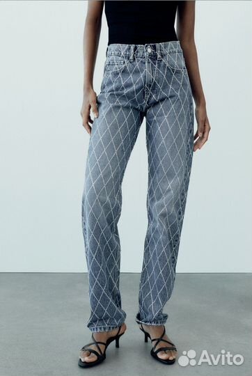 Zara джинсы со стразами