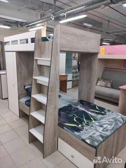 Кровать 2х ярусная со шкафом