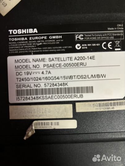 Ноутбук Toshiba satellite a200-14e