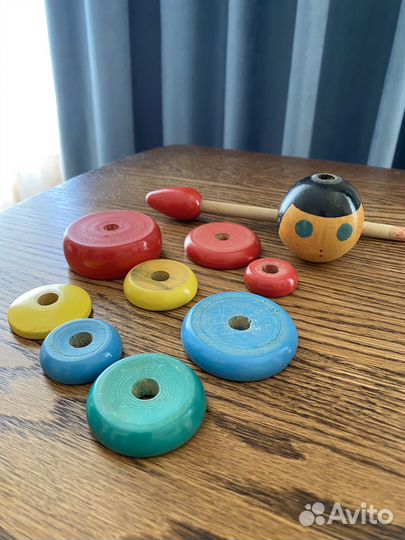 Деревянные игрушки, пирамидка, матрешка СССР