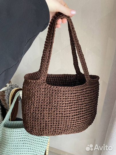 Вязанная мягкая сумка шоппер