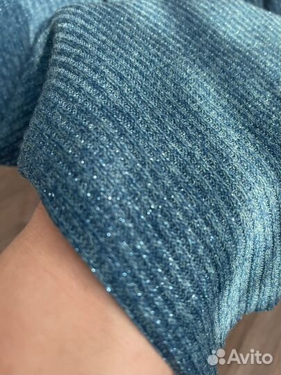Отрез ткани лапша с люрексом бирюза
