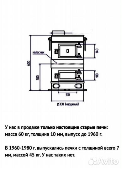 Печь отопительная, Буржуйка чугун