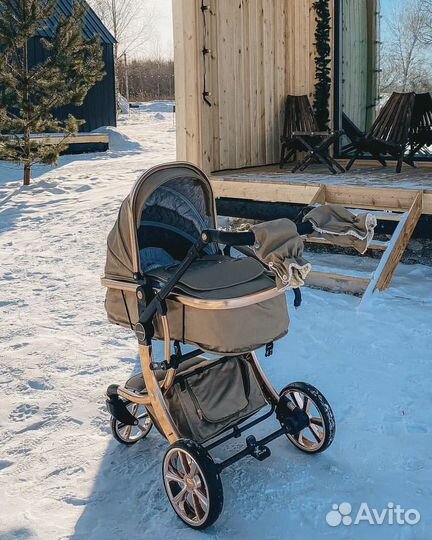 Коляска трансформер 3 в 1 экокожа
