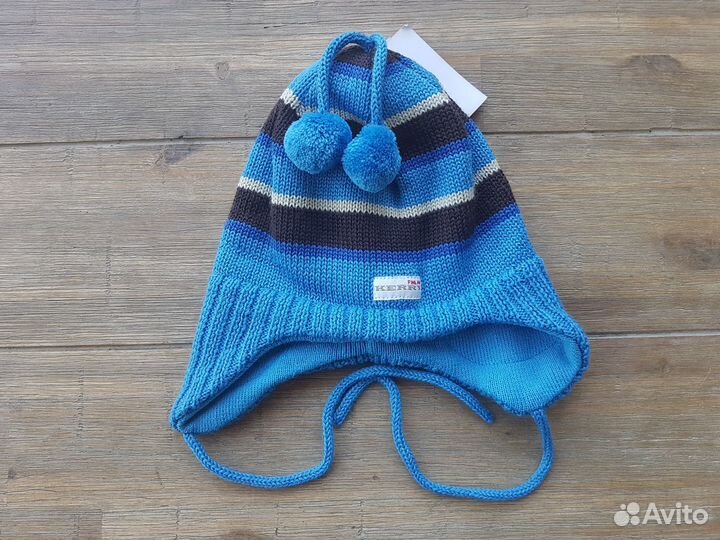 Теплая шапка для мальчиков синяя Kerry р 48