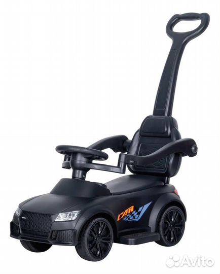 Толокар каталка с родительской ручкой Audi черная