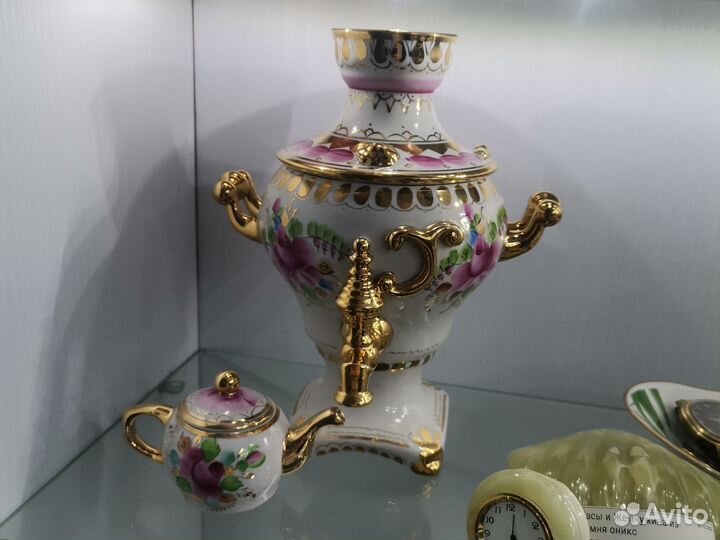 Самовар с чайником Фарфор гжель