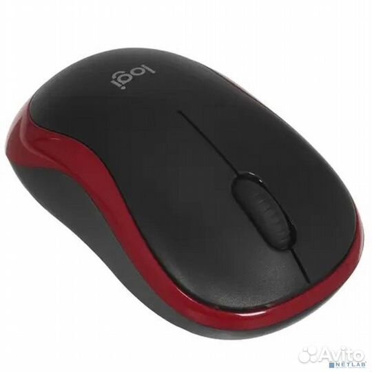 Мышь Wireless Logitech M185 черная/красная, оптиче