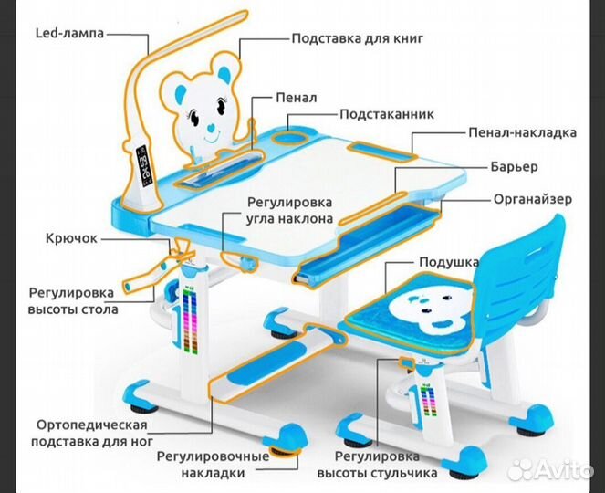 Детский стол и стул. Растущая парта