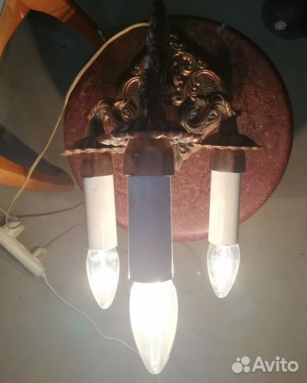 Люстра потолочная бронза + бра настенный