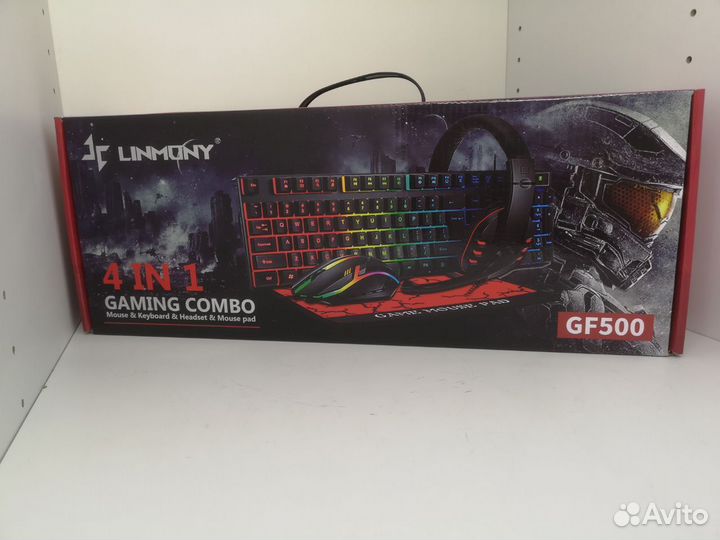 Игровой набор 4в1 клавиатура мышь коврик наушники
