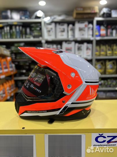 Шлем MT synchrony DUO sport pearl whiteorangefluor