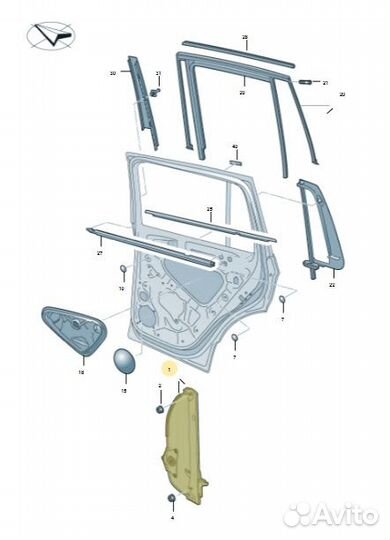 Стеклоподъемный механизм задний левый Volkswagen