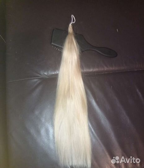 Детские волосы неокрашенные хвост 55см и 40 см