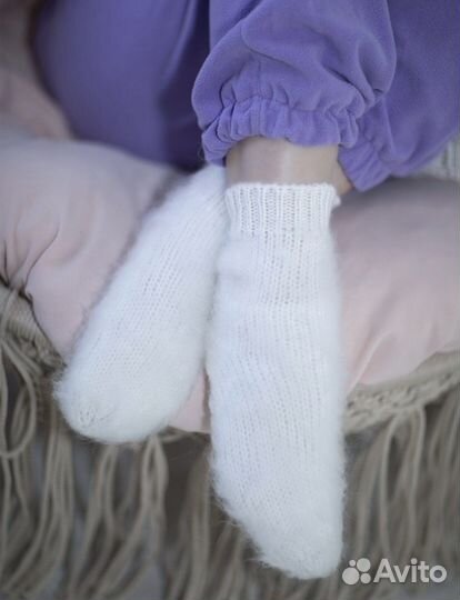 Пуховые шерстяные носки белые