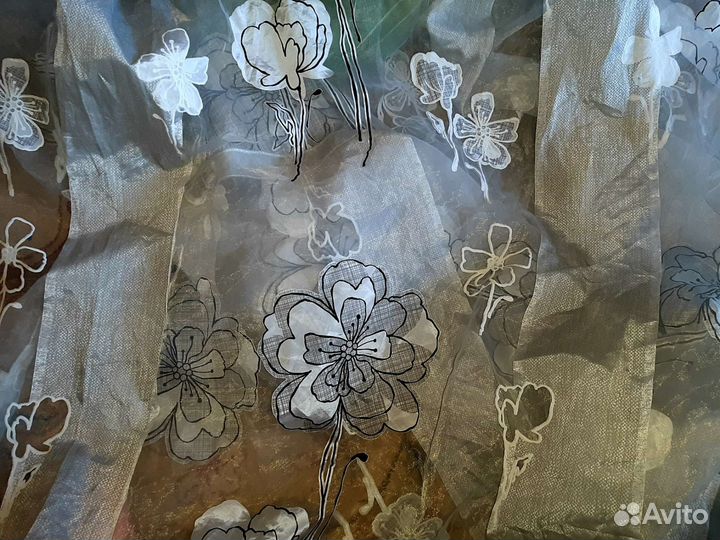 Шикарный тюль/гардина/штора/портьера с цветами