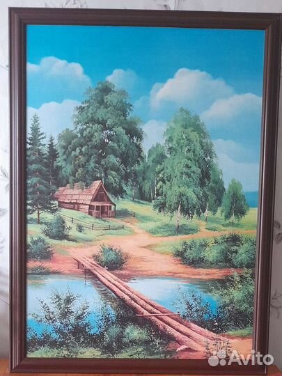 Картина домик в лесу