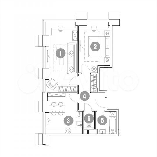 2-к. апартаменты, 61,5 м², 21/36 эт.