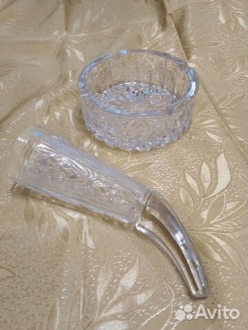 Рог хрустальный, пепельница хрустальная, СССР