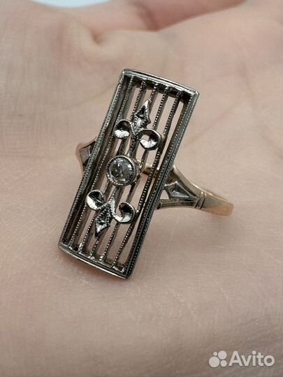 Кольцо золото 583 СССР бриллиант 0.04 карат лю