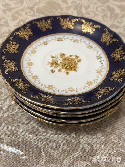 Блюдце чехия золотая роза