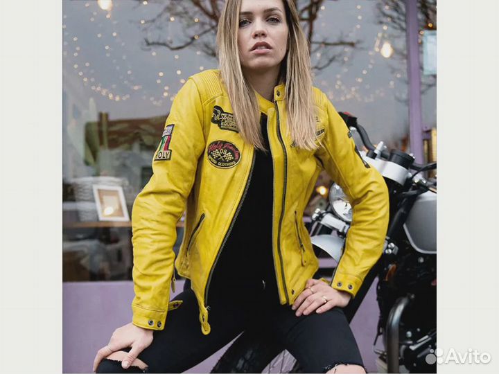 Мотокуртка кожаная женская Holyfreedom Yellow