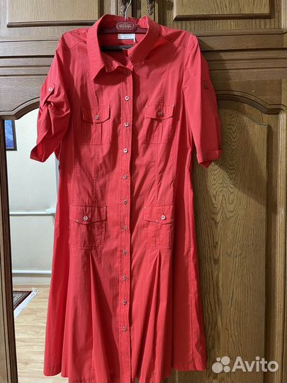 Платье-рубашка летнее s-m свободное красное