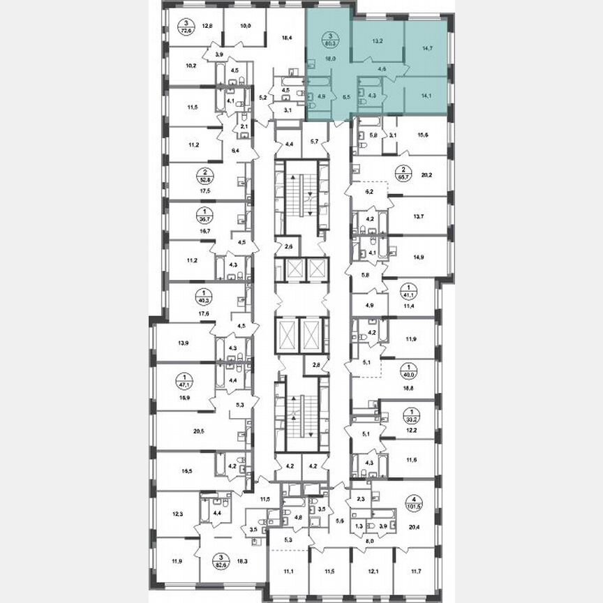 3-к. квартира, 80,3 м², 20/20 эт.