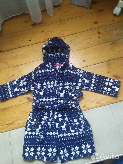 Детский флисовый домашний халат для девочки 3-4 г