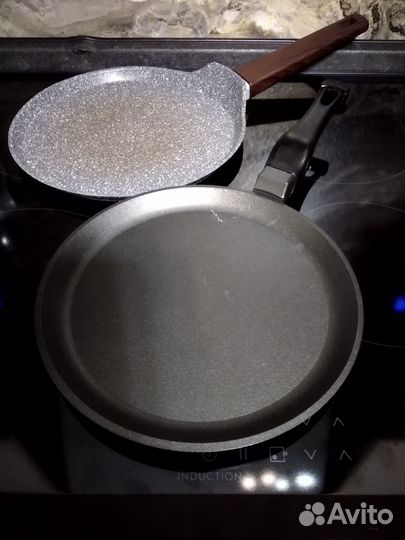 Сковороды- д/блинов, сотейник вок, кастрюля 2л