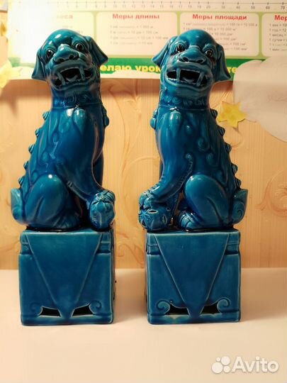 Парные статуэтки Собаки Фу, Китай, глазурь