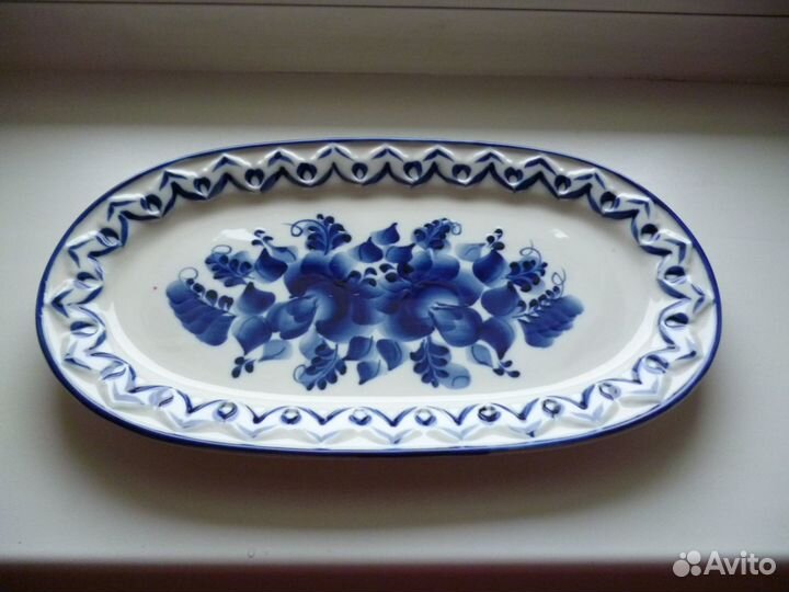 Гжельский фарфоровый завод Поднос 292x166x24мм