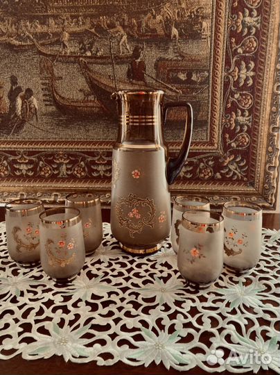 Кувшин + 6 стаканов Чехословакия