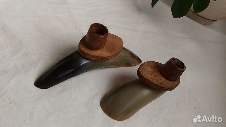 Подсвечники из рога быка. Винтаж