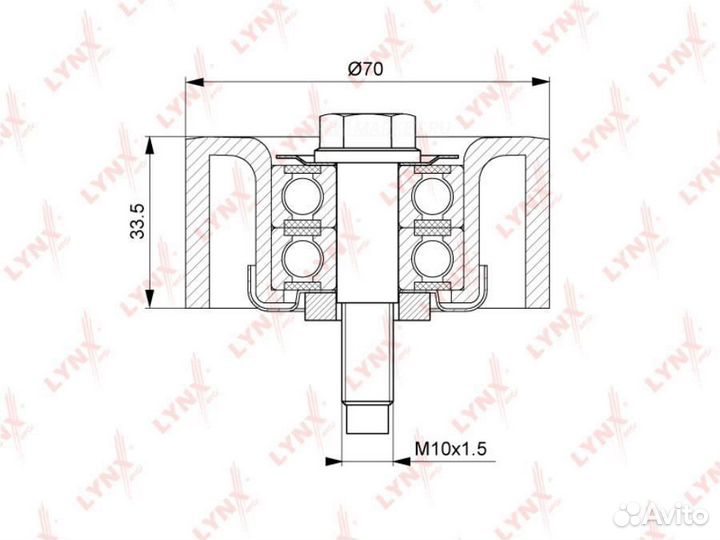 Lynxauto PB-7044 Ролик обводной приводного ремня