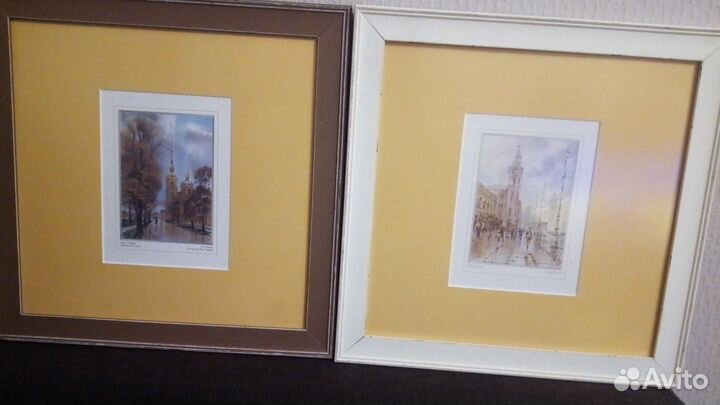 Акварель репродукции с видами Санкт-Петербурга