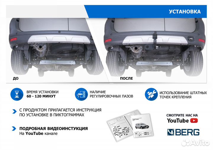Фаркоп LADA Нива 4X4 Urban 3D/5D 2014- под квадрат