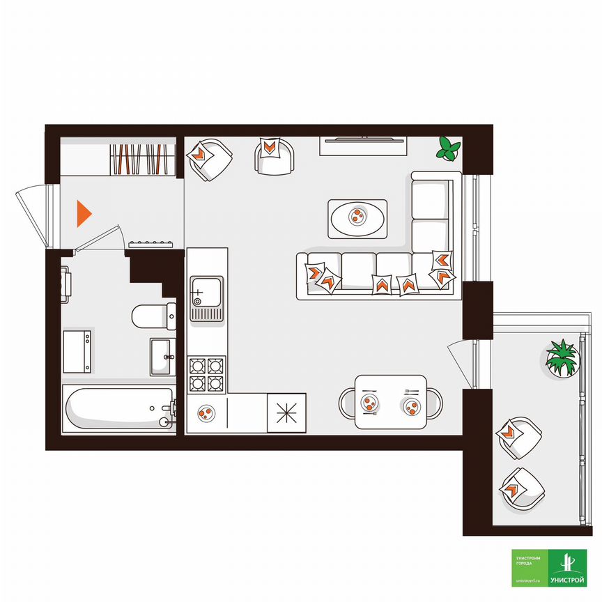 Квартира-студия, 27,3 м², 3/5 эт.