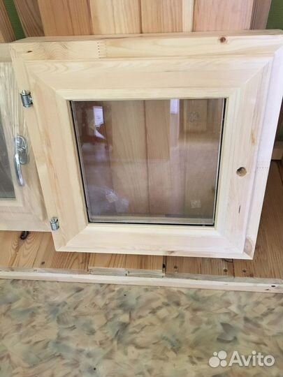 Окно банное эконом 40*40 сосна/стеклопакет в налич