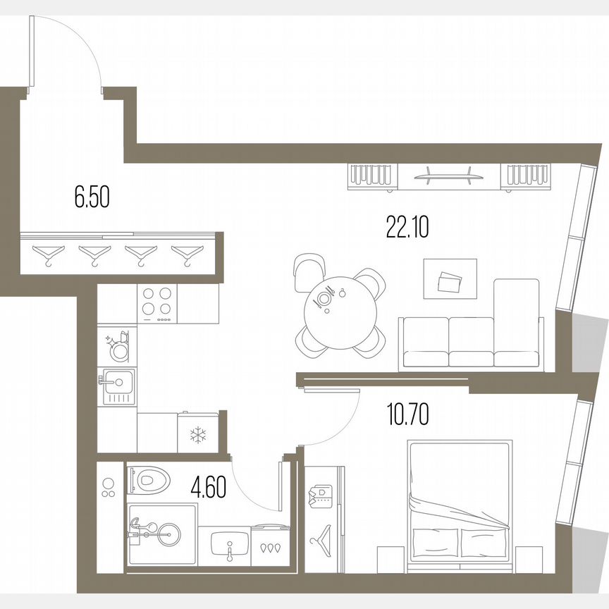1-к. квартира, 43,9 м², 37/58 эт.