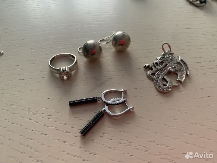 Серебряные серьги кольца подвески