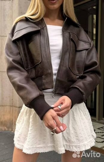 Бомбер кожзам женские размер 42 /44/46/48