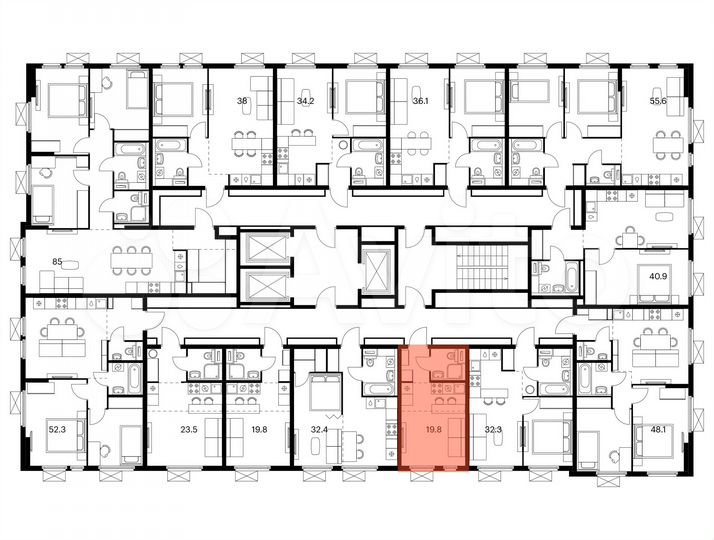 Квартира-студия, 19,8 м², 19/25 эт.