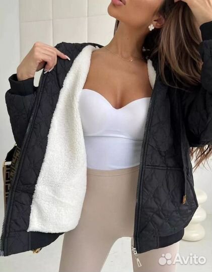 Куртка оверсайз с капюшоном 2-хсторонняя 46-48