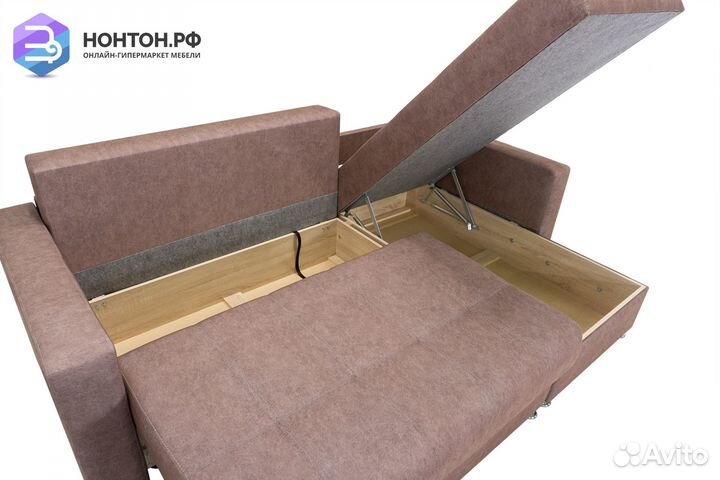Диван угловой тик-так Гамбург коричневый
