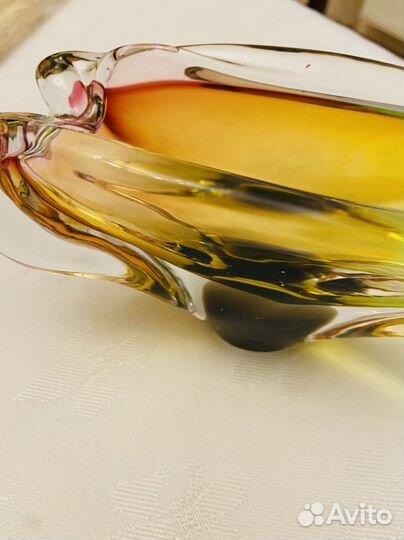 Пепельница из цветного богемского стекла