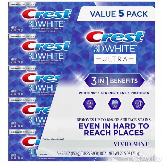 Зубная паста Crest 3D White Vivid Mint