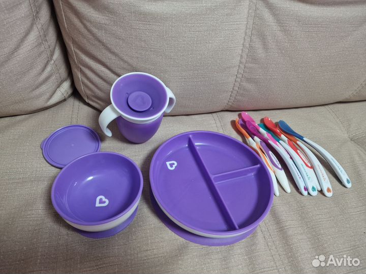 Детская посуда Munchkin. Тарелки, ложки, чашка