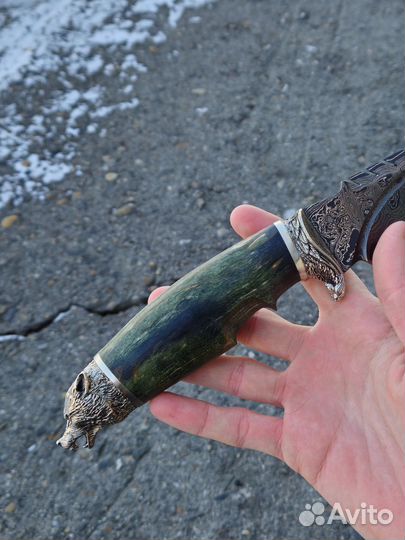 Кизлярский нож из дамасской стали - Волк