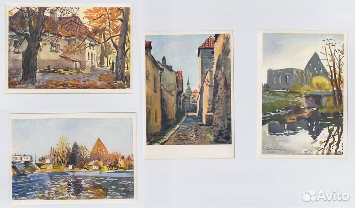 Таллин акварель Бурман набор соцреализм Эстонская